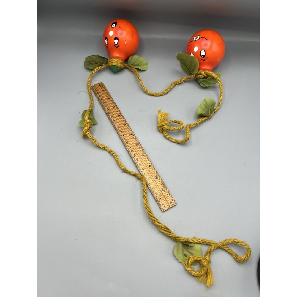 VTG Polish Halloween Pumpkin Glass Electric Light Bulbs Ornament Poland Raffia - Picture 12 of 13